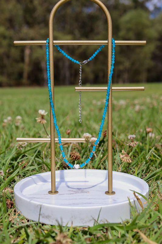 Natural Apatite with Stainless Steel Heart Choker