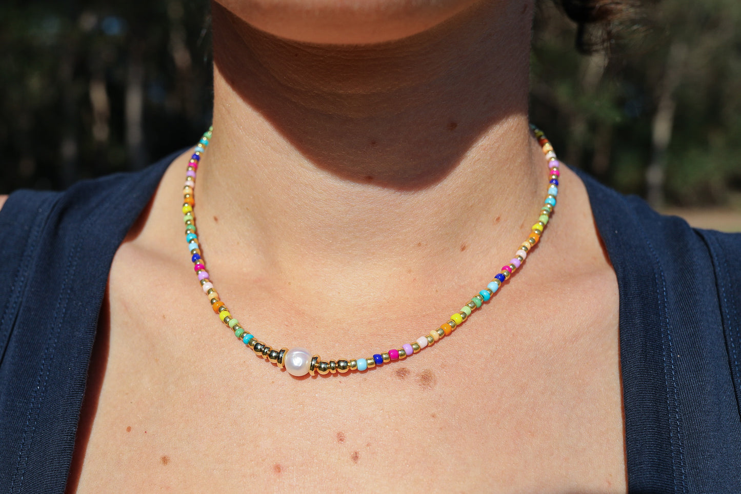 Japanese Toho Bead with Freshwater Pearl Choker