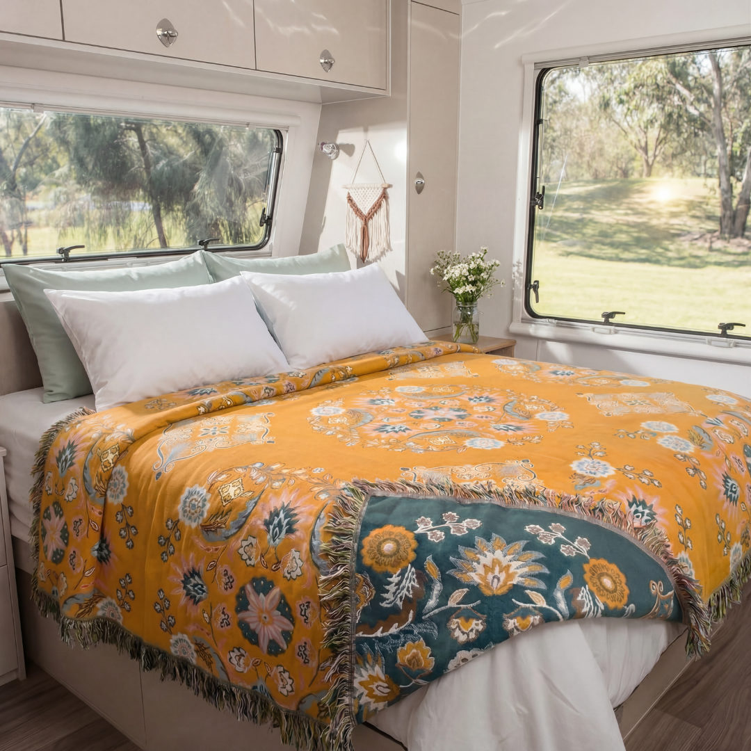 Reversible Boho "Amber Dune" Summer Blanket