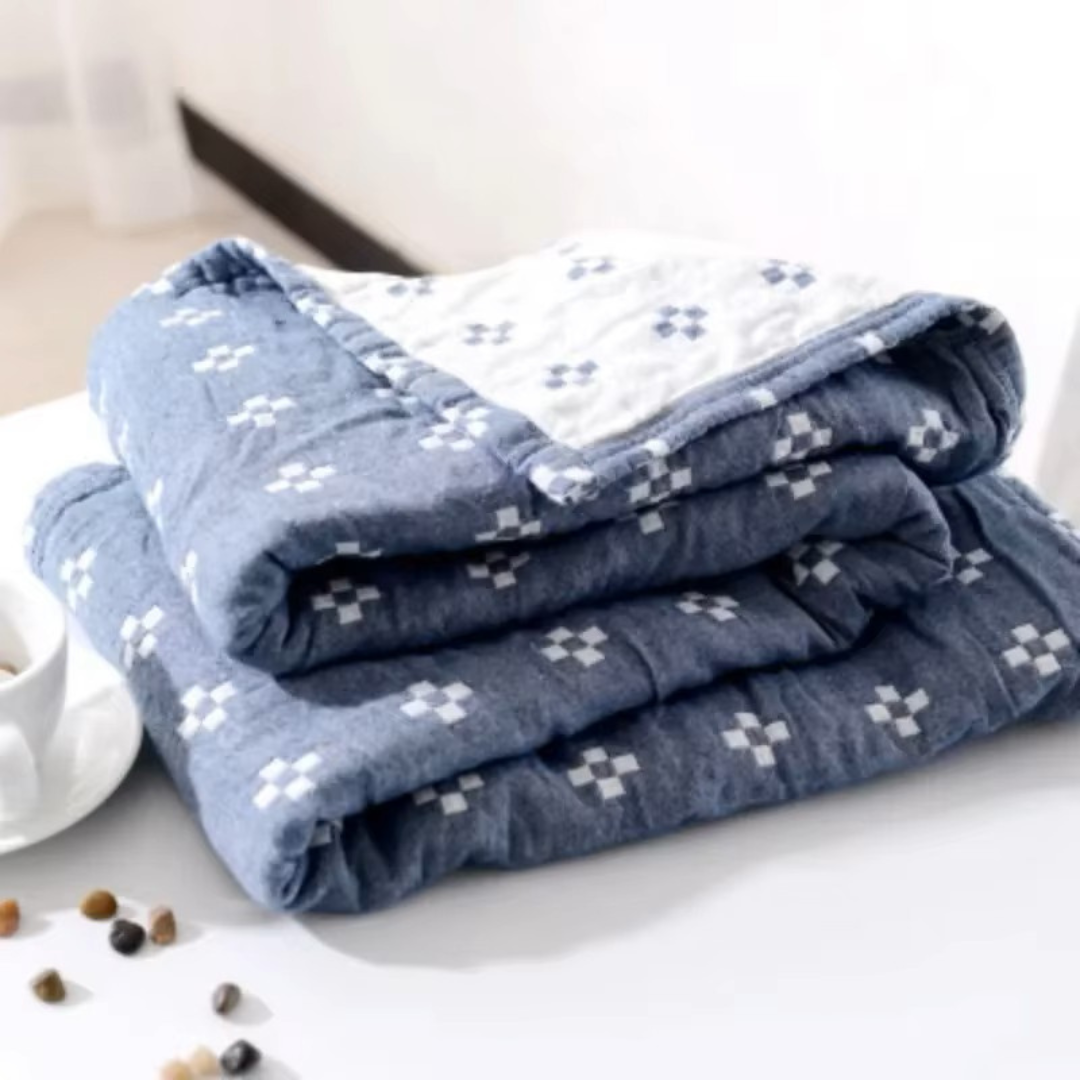 Cotton Mosaic Reversible Summer Throw Blanket