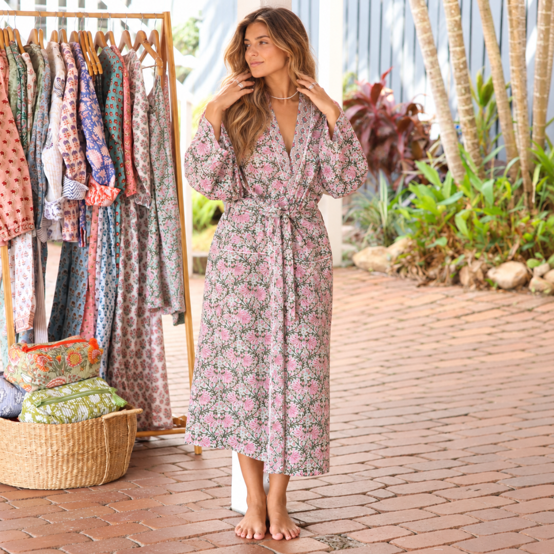 Hand Block Printed ~ Cotton Voile Kimonos