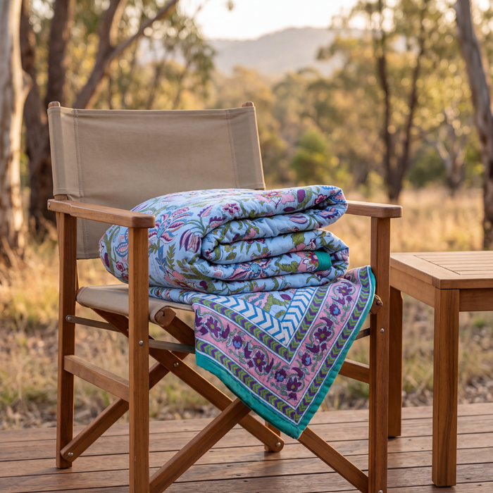 Reversible Boho "Gypsy Bloom" ~ Summer Blanket
