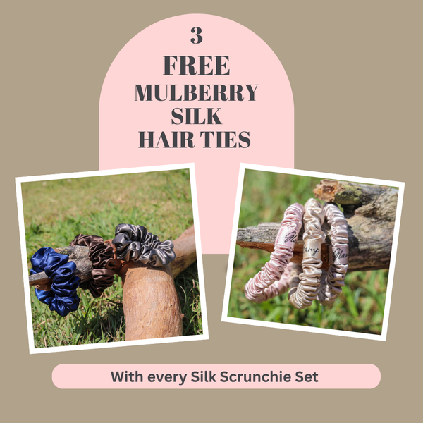 Mulberry Silk Hair Scrunchies - Midnight Moods Trio (Navy, Coffee & Charcoal)