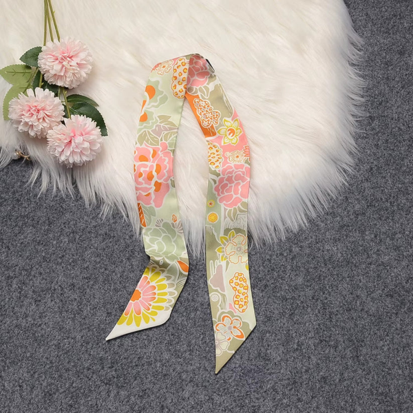 Mulberry Silk - Vintage Hair Ribbon - Pink Floral