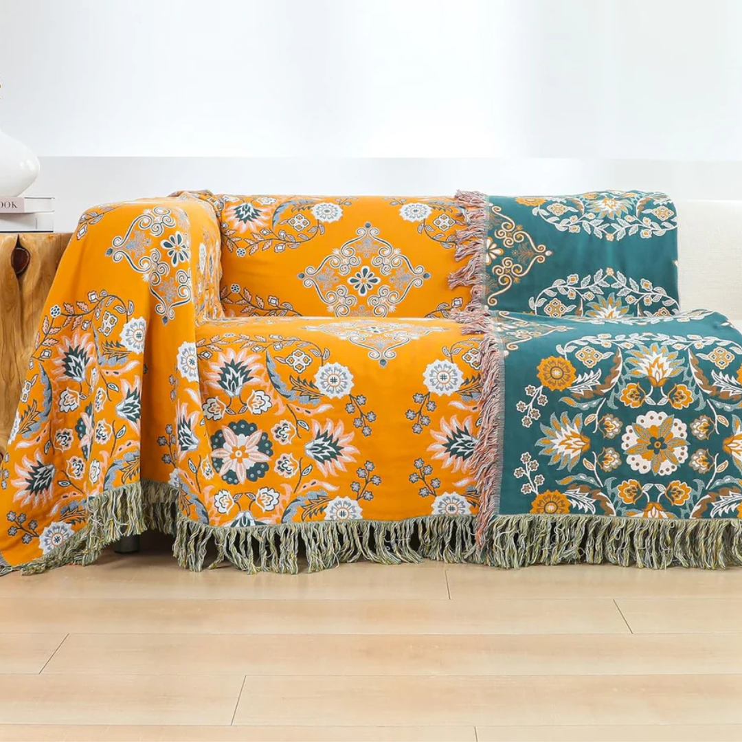 Reversible Boho "Amber Dune" Summer Blanket