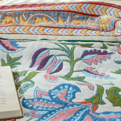Reversable Floral Boho "Gypsy Bloom - Ivory" ~ Summer Blanket