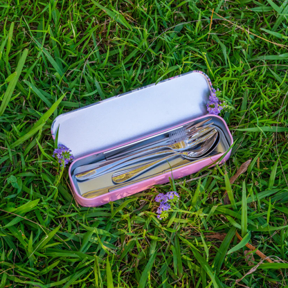 Portable Cutlery Set - Pink Blossom