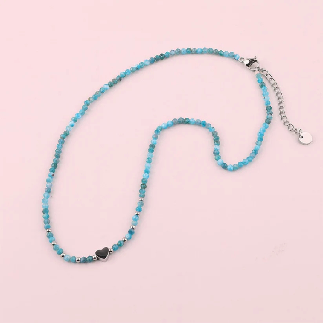 Natural Apatite with Stainless Steel Heart Choker