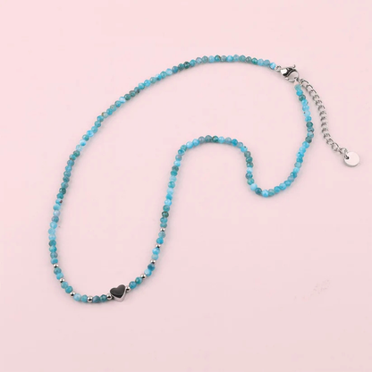 Natural Apatite with Stainless Steel Heart Choker