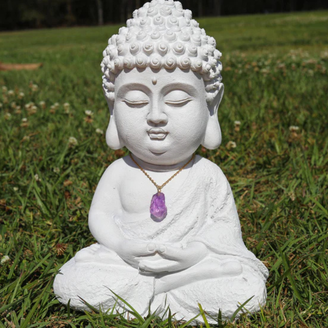 Rough Cut Vintage Pink Amethyst Pendant Necklace - Gold