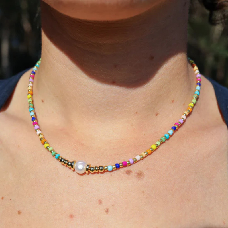 Japanese Toho Bead with Freshwater Pearl Choker alternate view