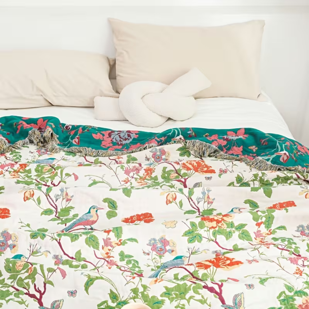 Reversible Boho "Botanica Dream" Summer Blanket