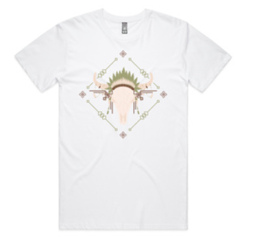 Wild Spirit Tee ~ Green Bull Skull