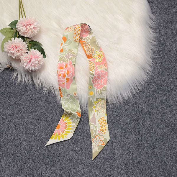Mulberry Silk - Vintage Hair Ribbon - Pink Floral